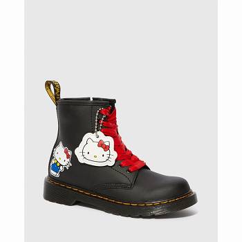 Dr Martens 1460 Hello Kitty Kožené - Cierne Cizmy Detske, D412SK